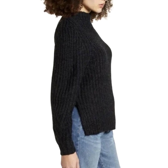 Leith Mock Neck Gray Chunky Knit Heavy Weight Pullover Sweater Long Sleeve - Picture 2 of 10